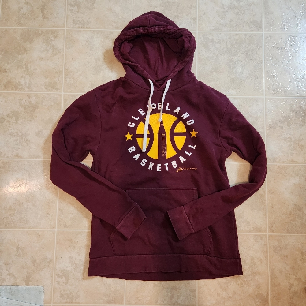 Cleveland Basketball Locally-Made Maroon and Gold Hoodie, Size M
